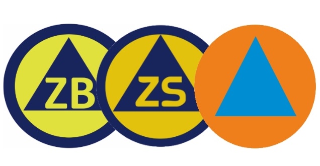 Logoentwicklung Zivilschutz (Grafik: Feuerwehr Heidelberg) Das Logo des Zivilschutzes hat sich mehrfach geändert, bis es seine heutige Form hat. Ein blaues Dreieck auf orangenem Hintergrund