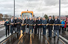 Feierliche Eröffnung der neuen Straßenbahntrasse über die Brücke über die A 5. (Foto: Nikola Haubner)